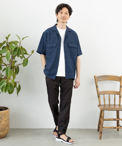 GLOBAL WORK（グローバルワーク）の「爽快DRYタッチシャツ/986842（シャツ/ブラウス・メンズ・ネイビー/アイボリー/ネイビー系7/ブラック/グリーン/スミクロ・MEDIUM/LARGE/X-LARGE/SMALL）」の9枚目の写真