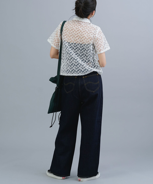 OUTDOOR PRODUCTS(アウトドアプロダクツ)の「フラワーオーガンジーショートシャツ(シャツ/ブラウス・レディース・ブラック/アイボリー・FREE)」の20枚目の写真