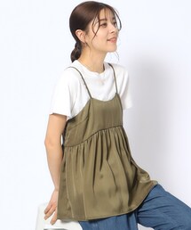 DRESKIP | 【2点セット】ギャザーキャミソール＋Tシャツ(その他トップス)