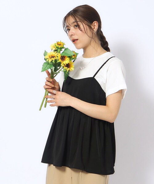 DRESKIP（ドレスキップ）の「◆【2点セット】ギャザーキャミソール＋Tシャツ（その他トップス・レディース・ブラック/カーキ/キャメル・02/04/03）」の7枚目の写真