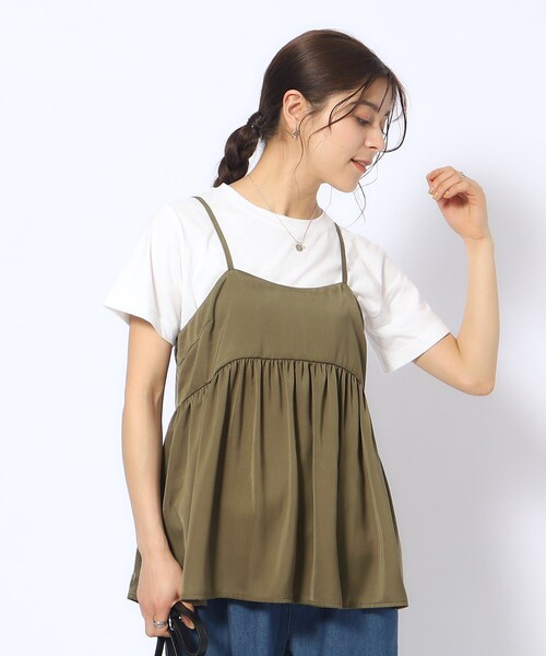 DRESKIP（ドレスキップ）の「◆【2点セット】ギャザーキャミソール＋Tシャツ（その他トップス・レディース・ブラック/カーキ/キャメル・02/04/03）」の12枚目の写真