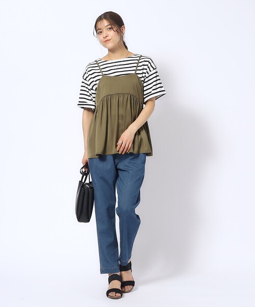 DRESKIP（ドレスキップ）の「◆【2点セット】ギャザーキャミソール＋Tシャツ（その他トップス・レディース・ブラック/カーキ/キャメル・02/04/03）」の14枚目の写真