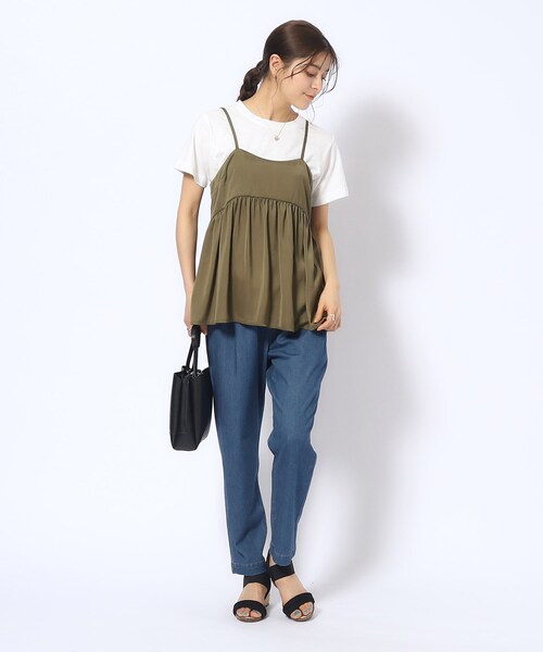 DRESKIP（ドレスキップ）の「◆【2点セット】ギャザーキャミソール＋Tシャツ（その他トップス・レディース・ブラック/カーキ/キャメル・02/04/03）」の15枚目の写真