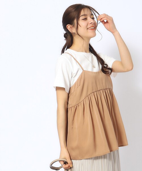 DRESKIP（ドレスキップ）の「◆【2点セット】ギャザーキャミソール＋Tシャツ（その他トップス・レディース・ブラック/カーキ/キャメル・02/04/03）」の17枚目の写真