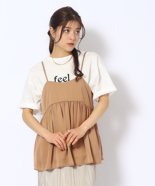 DRESKIP（ドレスキップ）の「◆【2点セット】ギャザーキャミソール＋Tシャツ（その他トップス・レディース・ブラック/カーキ/キャメル・02/04/03）」の19枚目の写真