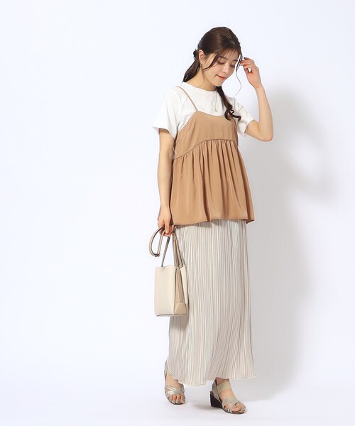 DRESKIP（ドレスキップ）の「◆【2点セット】ギャザーキャミソール＋Tシャツ（その他トップス・レディース・ブラック/カーキ/キャメル・02/04/03）」の22枚目の写真