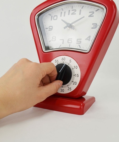 entre square（アントレスクエアー）の「bcl/パーキングメータークロック with タイマー 置時計 アナログ キッチン（置時計・レディース・シルバー/レッド/ホワイト・ONE SIZE）」の15枚目の写真
