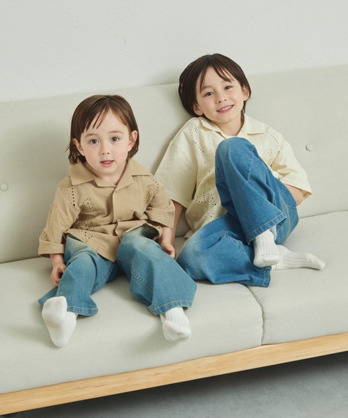 pairmanon(ペアマノン)の「【リンクコーデ】レースライン切り替え オープンカラーシャツ(シャツ/ブラウス・キッズ・アイボリー/モカ/ブラック・90/100/110/120/130/140/150)」の14枚目の写真