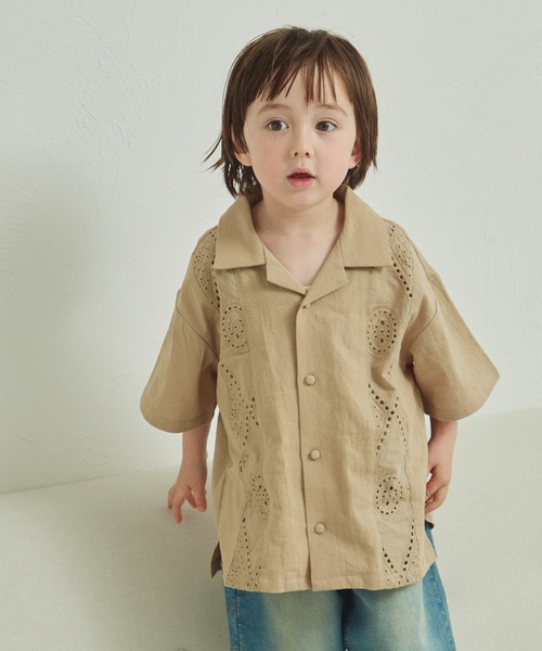 pairmanon(ペアマノン)の「【リンクコーデ】レースライン切り替え オープンカラーシャツ(シャツ/ブラウス・キッズ・アイボリー/モカ/ブラック・90/100/110/120/130/140/150)」の18枚目の写真