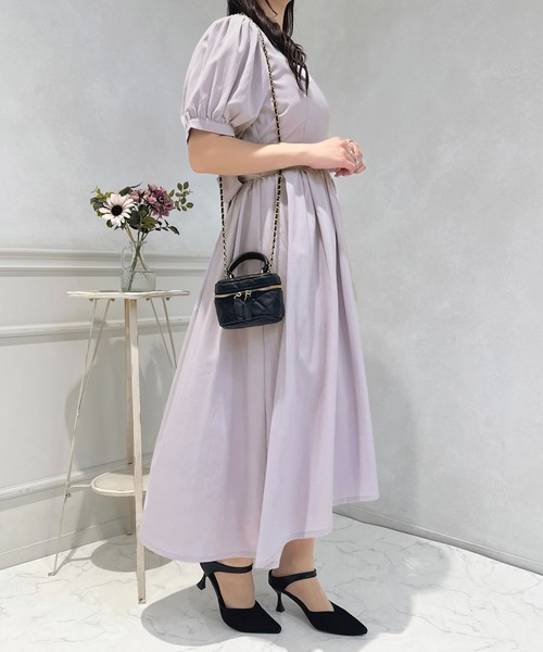 apres jour(アプレジュール)の「パフスリーブバックリボンワンピース【ZOZOTOWN限定アイテム】(ワンピース・レディース・ラベンダー/ブラック・X-LARGE/フリー)」の17枚目の写真