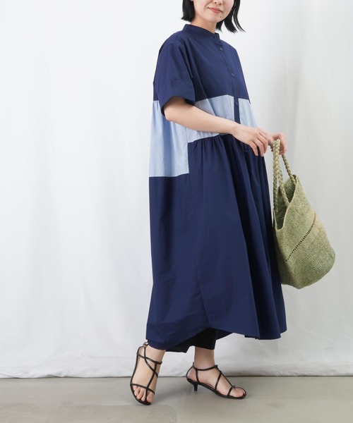 LUCA/LADY LUCK LUCA（ルカ/レディラックルカ）の「LC/LLL タイプライターバイカラーワンピース（シャツワンピース・レディース・ベージュ/イエロー/ネイビー・FREE）」の14枚目の写真