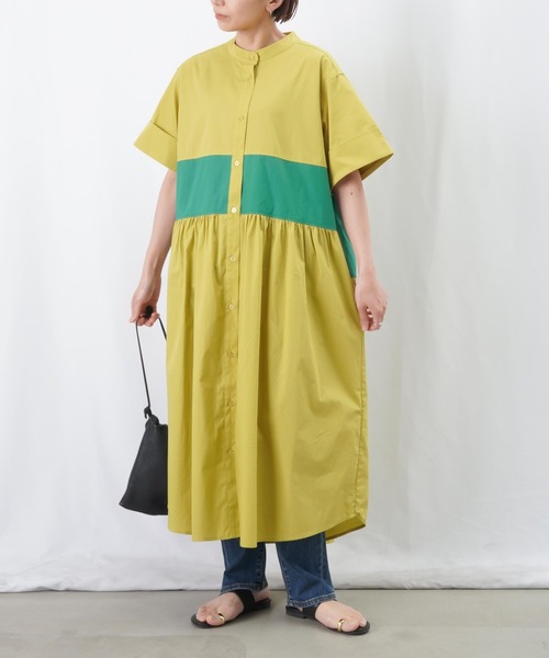 LUCA/LADY LUCK LUCA（ルカ/レディラックルカ）の「LC/LLL タイプライターバイカラーワンピース（シャツワンピース・レディース・ベージュ/イエロー/ネイビー・FREE）」の8枚目の写真