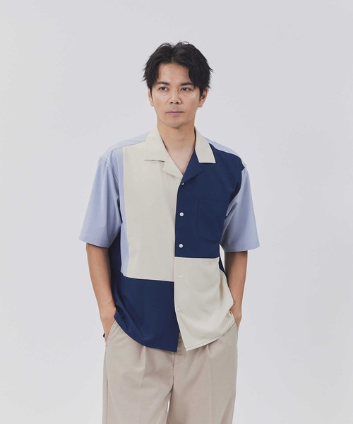 Right-on（ライトオン）の「【接触冷感】切替デザインシャツ（シャツ/ブラウス・メンズ・ブラック×ブルー/ブラック×グレー/ネイビー×ホワイト・XL/L/M/S）」の3枚目の写真