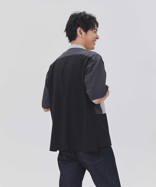 Right-on（ライトオン）の「【接触冷感】切替デザインシャツ（シャツ/ブラウス・メンズ・ブラック×ブルー/ブラック×グレー/ネイビー×ホワイト・XL/L/M/S）」の4枚目の写真