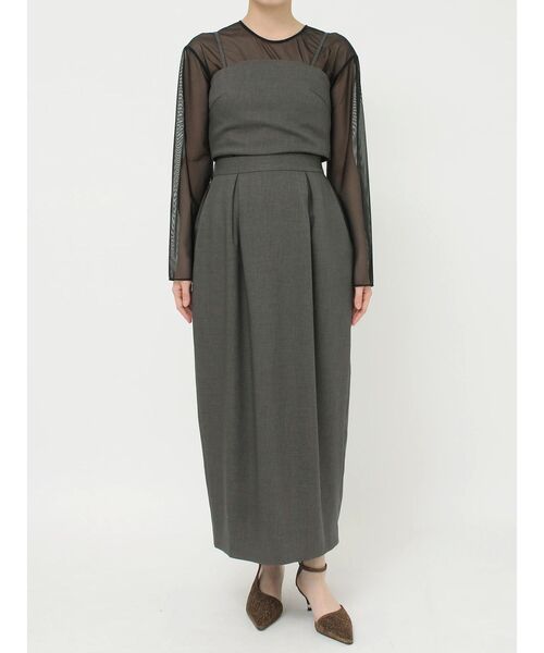 LAGUNAMOON（ラグナムーン）の「LADYシアーレイヤードセットアップドレス 結婚式 お呼ばれ（ドレス・レディース・ブラック/グレー・MEDIUM/SMALL）」の5枚目の写真