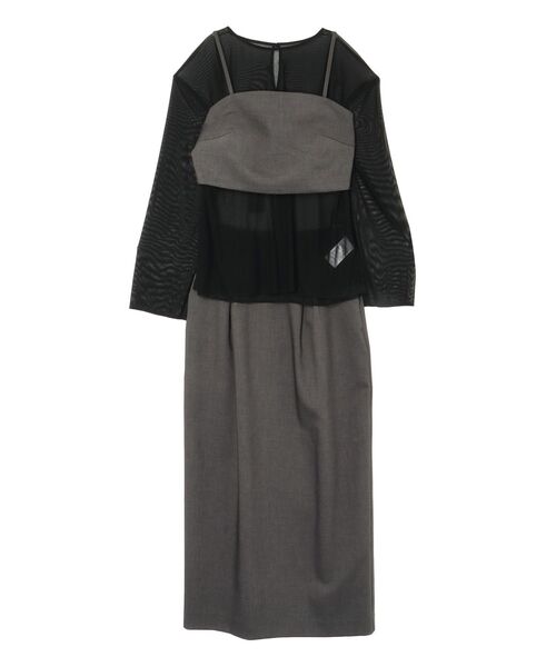 LAGUNAMOON（ラグナムーン）の「LADYシアーレイヤードセットアップドレス 結婚式 お呼ばれ（ドレス・レディース・ブラック/グレー・MEDIUM/SMALL）」の3枚目の写真