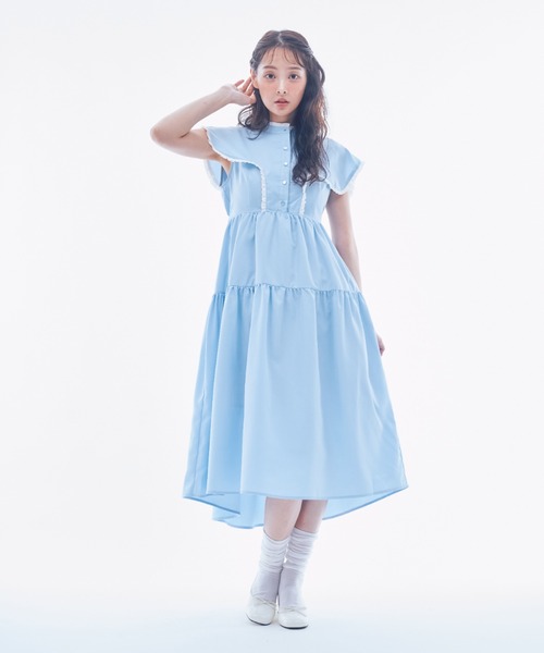 INTER FACTORY(インターファクトリー)の「IONA - フリルシャツワンピース made in INTER FACTORY(ワンピース・レディース・ブルー/ホワイト・FREE)」の4枚目の写真