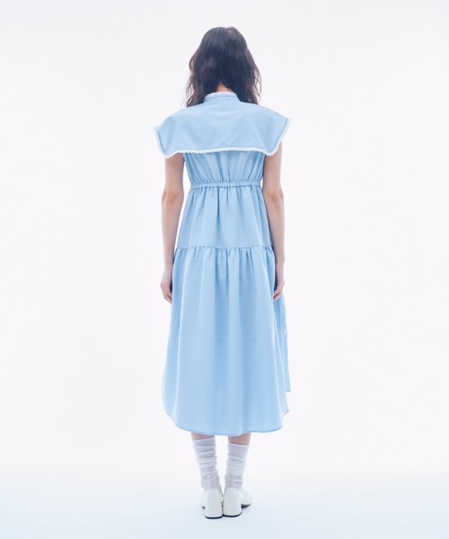 INTER FACTORY(インターファクトリー)の「IONA - フリルシャツワンピース made in INTER FACTORY(ワンピース・レディース・ブルー/ホワイト・FREE)」の6枚目の写真