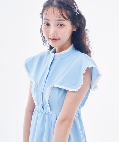 INTER FACTORY(インターファクトリー)の「IONA - フリルシャツワンピース made in INTER FACTORY(ワンピース・レディース・ブルー/ホワイト・FREE)」の10枚目の写真