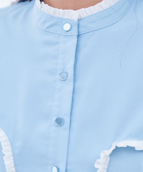 INTER FACTORY(インターファクトリー)の「IONA - フリルシャツワンピース made in INTER FACTORY(ワンピース・レディース・ブルー/ホワイト・FREE)」の11枚目の写真