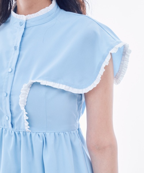 INTER FACTORY(インターファクトリー)の「IONA - フリルシャツワンピース made in INTER FACTORY(ワンピース・レディース・ブルー/ホワイト・FREE)」の12枚目の写真