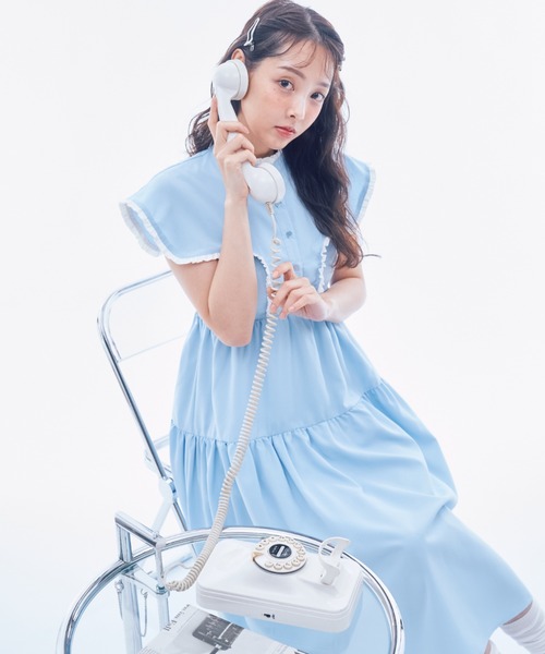 INTER FACTORY(インターファクトリー)の「IONA - フリルシャツワンピース made in INTER FACTORY(ワンピース・レディース・ブルー/ホワイト・FREE)」の15枚目の写真