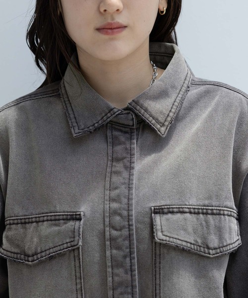 RAGEBLUE（レイジブルー）の「ダメージオーバーデニムシャツ（シャツ/ブラウス・レディース・ブルー/グレー・FREE）」の12枚目の写真