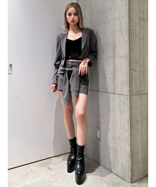 GYDA(ジェイダ)の「【SETUP着用可】ウエストデザインスカートライクショートパンツ(スカート・レディース・ブラック/ベージュ/グレー・FREE)」の5枚目の写真