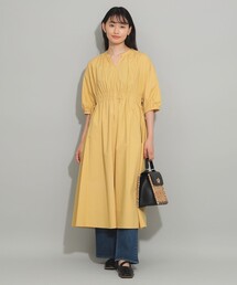 Ray BEAMS | ギャザー ウエスト パフスリーブ ワンピース(ワンピース)