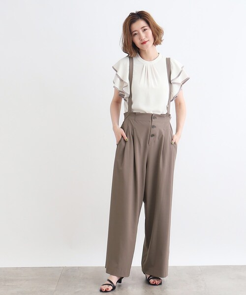 grove（グローブ）の「◆＜2WAY＞サス付きフロント釦ワイドパンツ（その他パンツ・レディース・ブラウン系/ダークグレー/ブラック・02/03/01/04/05）」の3枚目の写真