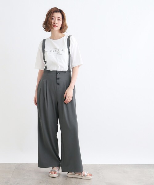 grove（グローブ）の「◆＜2WAY＞サス付きフロント釦ワイドパンツ（その他パンツ・レディース・ブラウン系/ダークグレー/ブラック・02/03/01/04/05）」の2枚目の写真