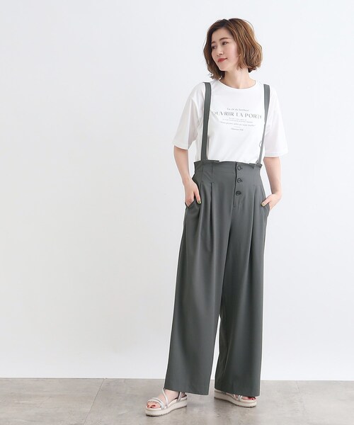 grove（グローブ）の「◆＜2WAY＞サス付きフロント釦ワイドパンツ（その他パンツ・レディース・ブラウン系/ダークグレー/ブラック・02/03/01/04/05）」の7枚目の写真