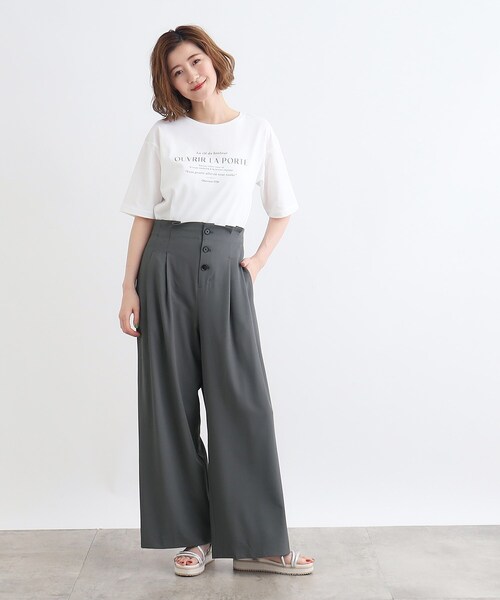 grove（グローブ）の「◆＜2WAY＞サス付きフロント釦ワイドパンツ（その他パンツ・レディース・ブラウン系/ダークグレー/ブラック・02/03/01/04/05）」の9枚目の写真