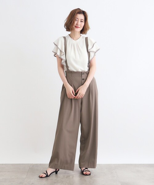 grove（グローブ）の「◆＜2WAY＞サス付きフロント釦ワイドパンツ（その他パンツ・レディース・ブラウン系/ダークグレー/ブラック・02/03/01/04/05）」の14枚目の写真