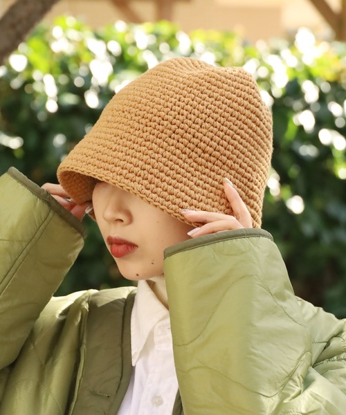 ROOPTOKYO（ループトウキョウ）の「畔編み クローシュハット（ハット・レディース・イエロー/ホワイト・FREE）」の3枚目の写真