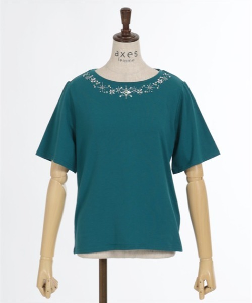 axes femme（アクシーズファム）の「エトワール装飾Ｔシャツ（Tシャツ/カットソー・レディース・ブルーグリーン/ネイビー/ラベンダー・FREE）」の7枚目の写真