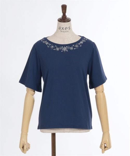 axes femme（アクシーズファム）の「エトワール装飾Ｔシャツ（Tシャツ/カットソー・レディース・ブルーグリーン/ネイビー/ラベンダー・FREE）」の15枚目の写真