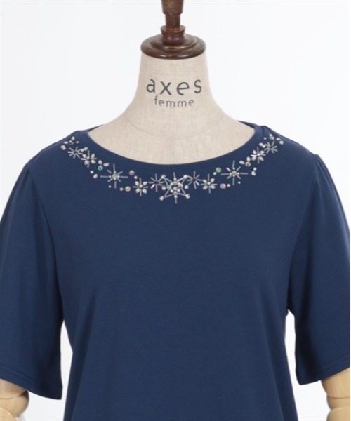 axes femme（アクシーズファム）の「エトワール装飾Ｔシャツ（Tシャツ/カットソー・レディース・ブルーグリーン/ネイビー/ラベンダー・FREE）」の18枚目の写真