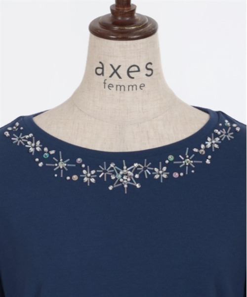 axes femme（アクシーズファム）の「エトワール装飾Ｔシャツ（Tシャツ/カットソー・レディース・ブルーグリーン/ネイビー/ラベンダー・FREE）」の20枚目の写真