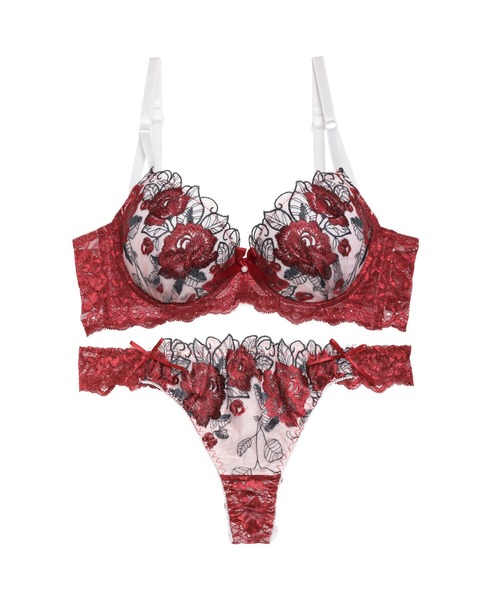 複数割-200★D65×2セット❤︎ディープフラワー♥️ブラジャー&Tバックセット✨ 楽天市場】フラワー刺繍 ブラジャー ショーツ セット 下着(J3348