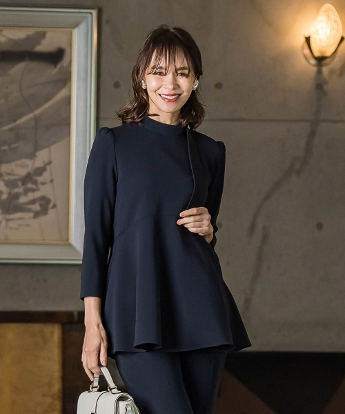 Viaggio Blu(ビアッジョブルー)の「MISSION DOUBLECLOTH サイドボウタイブラウス≪手洗い可能≫(シャツ/ブラウス・レディース・ネイビー/ブルー・L/S/M)」の10枚目の写真