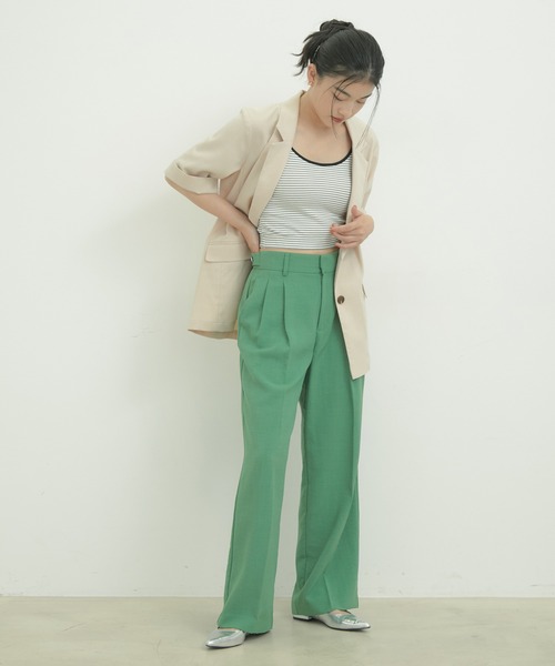 VIS（ビス）の「【接触冷感・洗える】ハーフスリーブジャケット（テーラードジャケット・レディース・キナリ/ネイビー/ブラウン系その他3・FREE）」の6枚目の写真