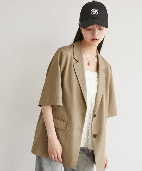 セール】【接触冷感・洗える】ハーフスリーブジャケット