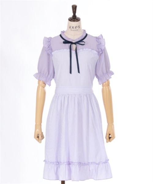 axes femme（アクシーズファム）の「ビスチェ切替ストライプワンピース（ワンピース・キッズ・ネイビー/ラベンダー・XX-LARGE/XXX-LARGE）」の6枚目の写真