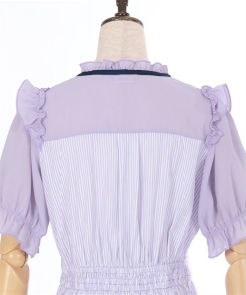 axes femme（アクシーズファム）の「ビスチェ切替ストライプワンピース（ワンピース・キッズ・ネイビー/ラベンダー・XX-LARGE/XXX-LARGE）」の13枚目の写真