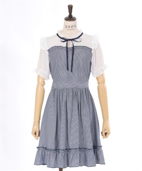 axes femme（アクシーズファム）の「ビスチェ切替ストライプワンピース（ワンピース・キッズ・ネイビー/ラベンダー・XX-LARGE/XXX-LARGE）」の16枚目の写真