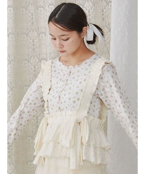 merry jenny（メリージェニー）の「flowerレースリボンビスチェ（キャミソール・レディース・ブラック/ピンク/アイボリー・FREE）」の13枚目の写真