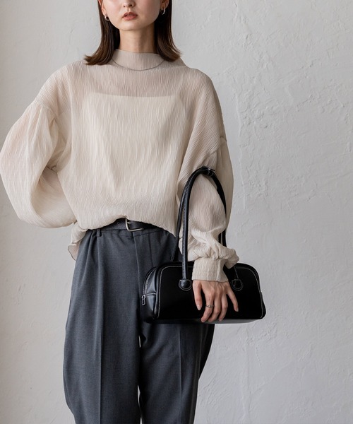 VitaFelice（ヴィータフェリーチェ）の「ロングハンドルミニボストンバッグ 横長バッグ（ボストンバッグ・レディース・ブラウン/ブラック/シルバー/レッド・FREE）」の10枚目の写真