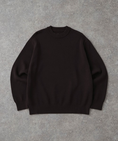 スウェットライクウォッシャブル ルーズセミモックネックニット MONO