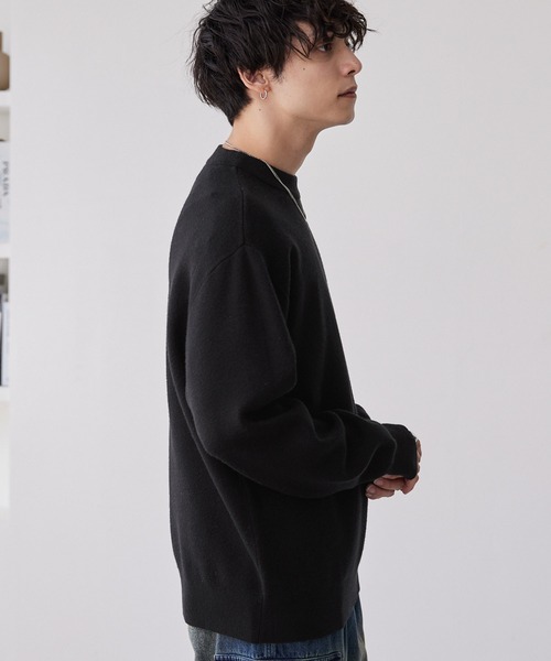 MONO-MART(モノマート)の「スウェットライクウォッシャブル ルーズセミモックネックニット(ニット/セーター・メンズ・グレー/アッシュブラウン/ブルー/アイボリー/ブラック/チャコール/ブラック系・S/M/L)」の19枚目の写真